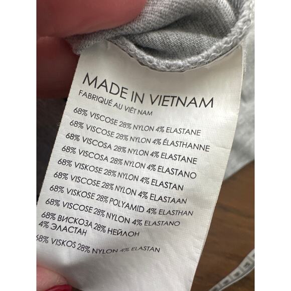 Club Monaco Mock Neck Snap-Back Button Shirt Heather Gray Women's Size Medium - Picture 6 of 9